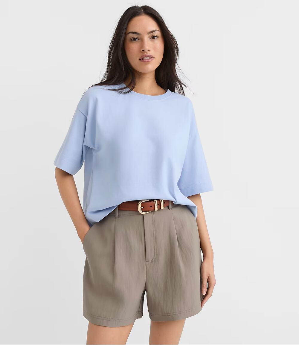 NEW Ann Taylor LOFT Jersey Relaxed Tee Women's Blue Short Sleeve Crew Neck L